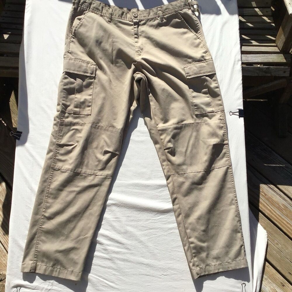 Lot Of 2 National Patrol Cargo Pants Mens Large Tan Tactical Adjustable 35-39”W